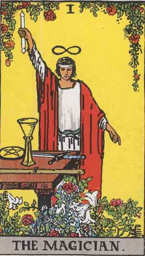public domain image of Pamela Smith Magician Tarot card